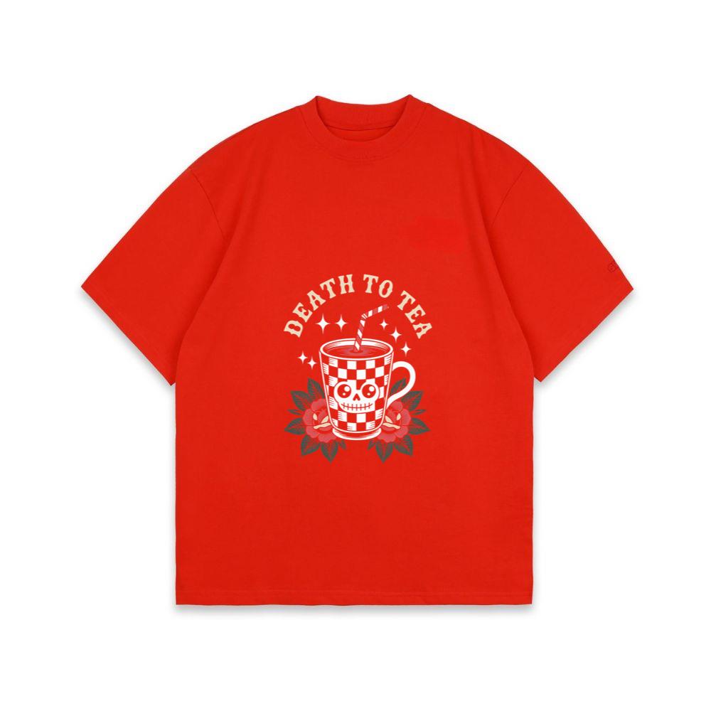 Death to Tea Skull Mug Retro Graphic T-Shirt