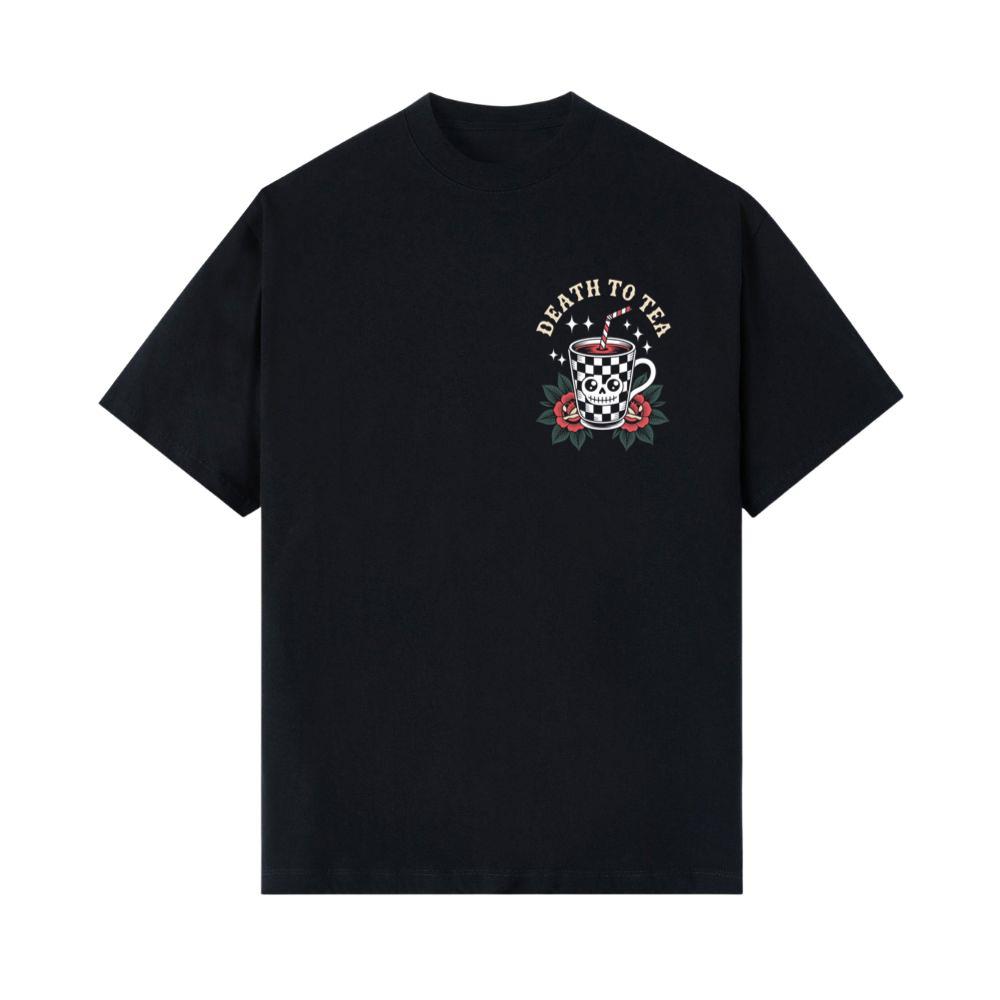 Death to Tea Skull Mug Retro Graphic T-Shirts