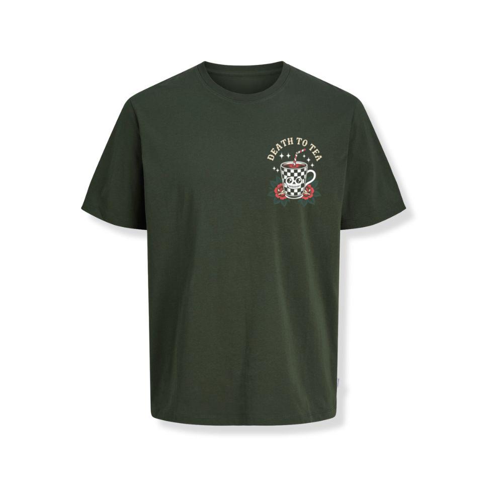 Death to Tea Skull Mug Retro Graphic T-Shirts