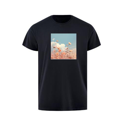 Delicate Flowers Reach Towards a Soft, Cloud-Scattered Sky T-Shirts
