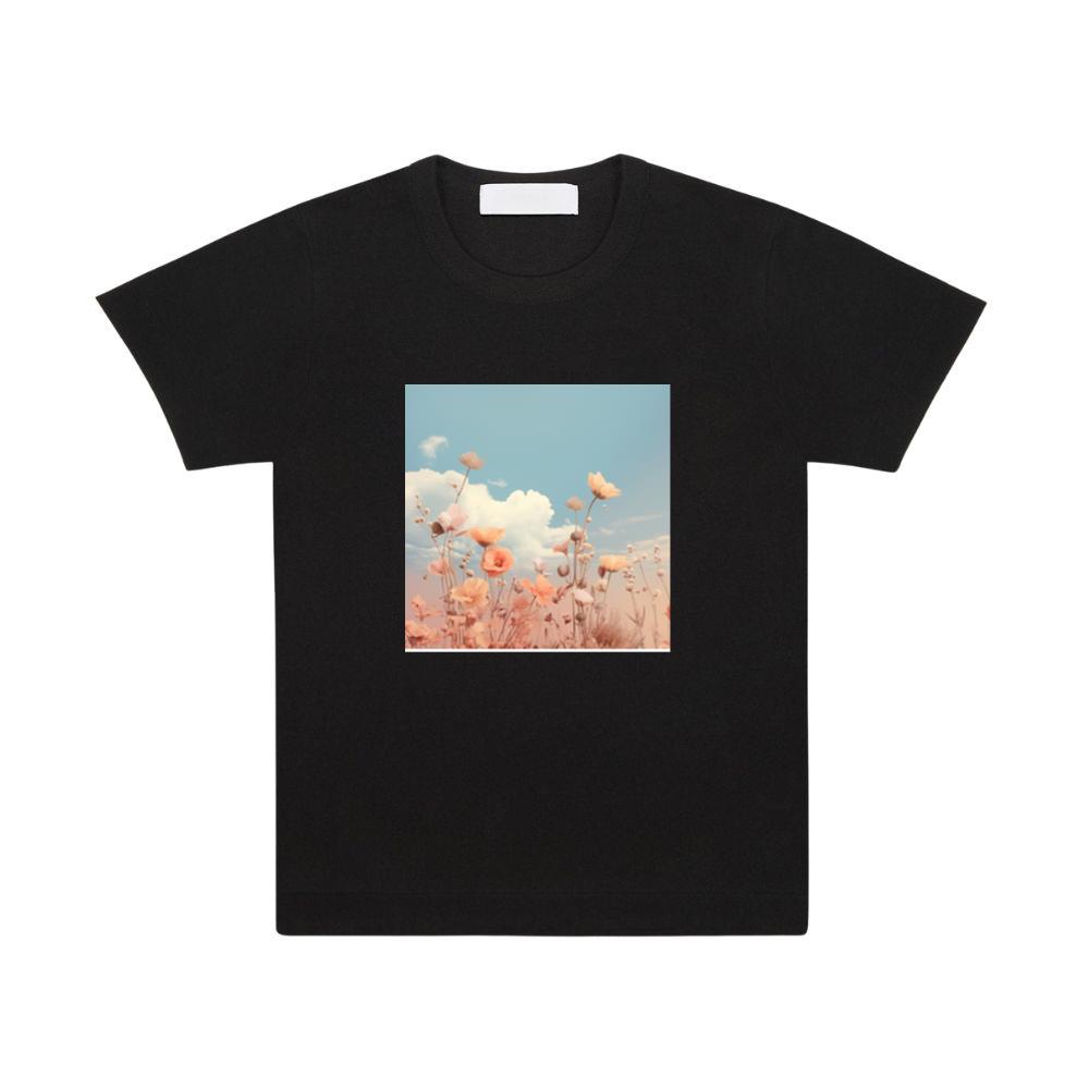 Delicate Flowers Reach Towards a Soft, Cloud-Scattered Sky T-Shirts