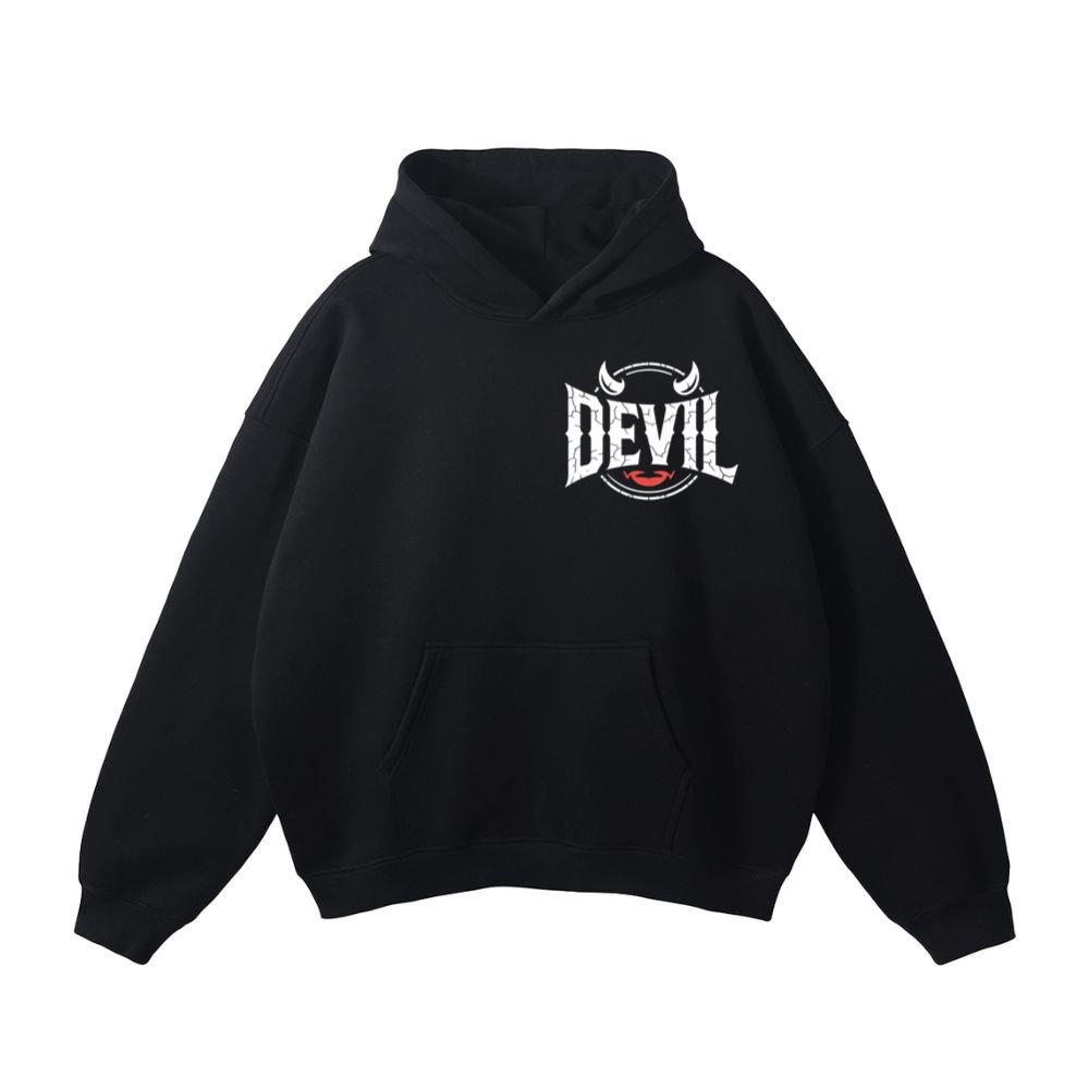 Devil Horns Typography Graphic Hoodie