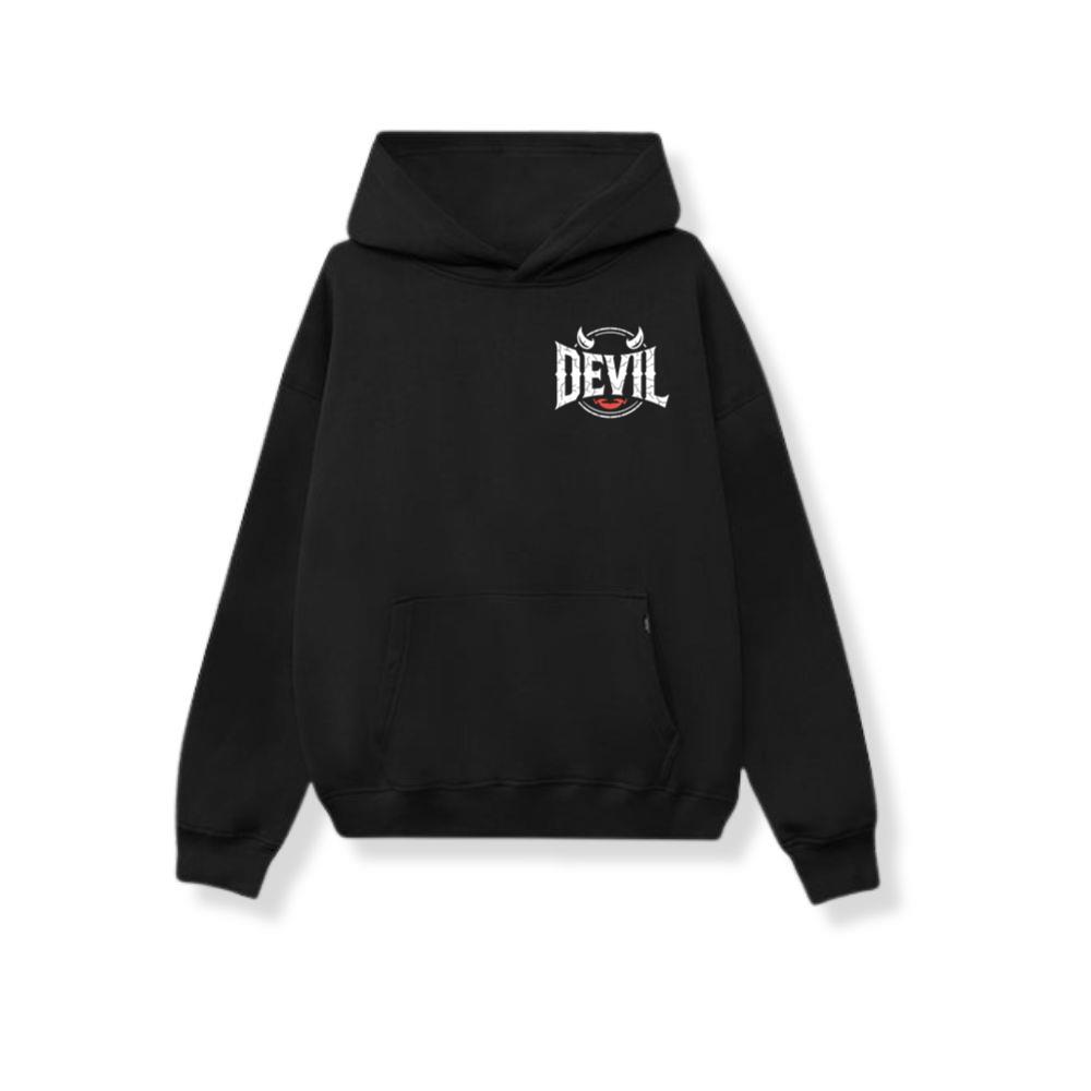 Devil Horns Typography Graphic Hoodie