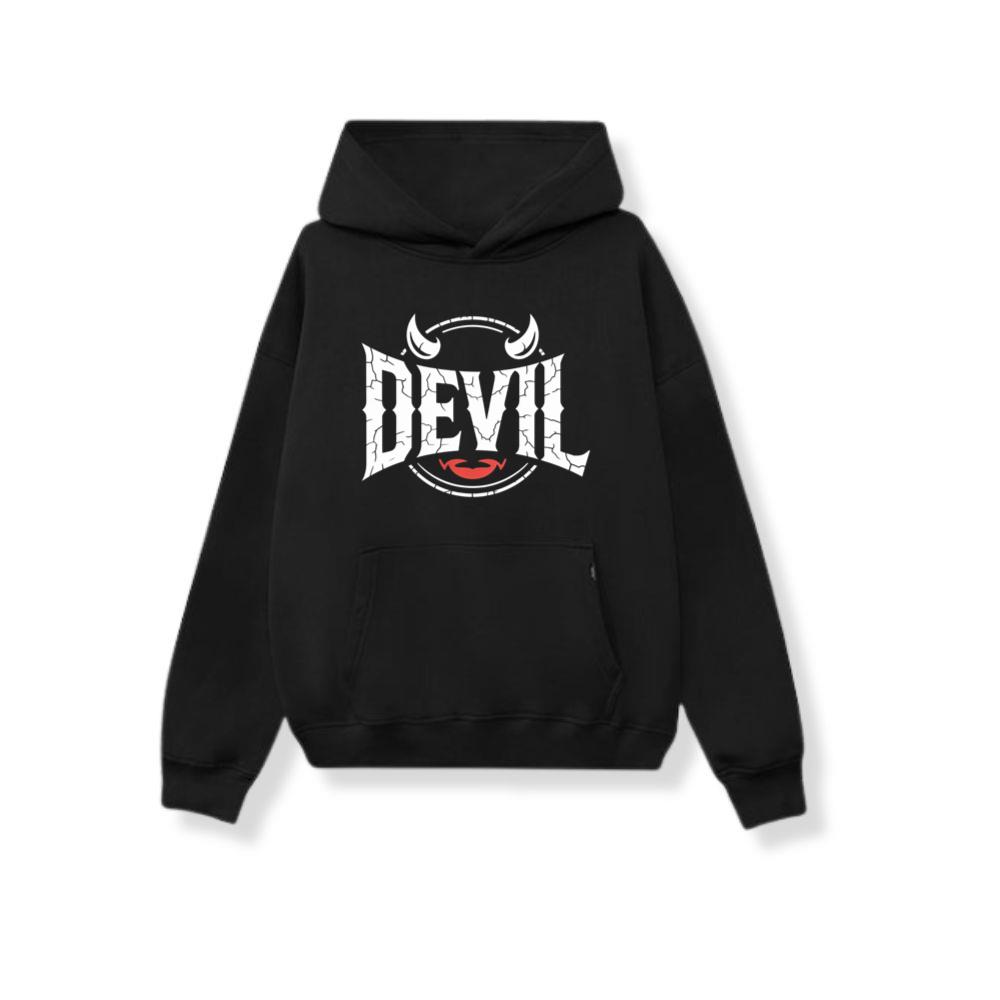 Devil Horns Typography Graphic Hoodie