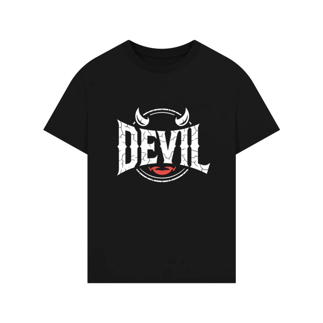 Devil Horns Typography Graphic TShirt Rewinde