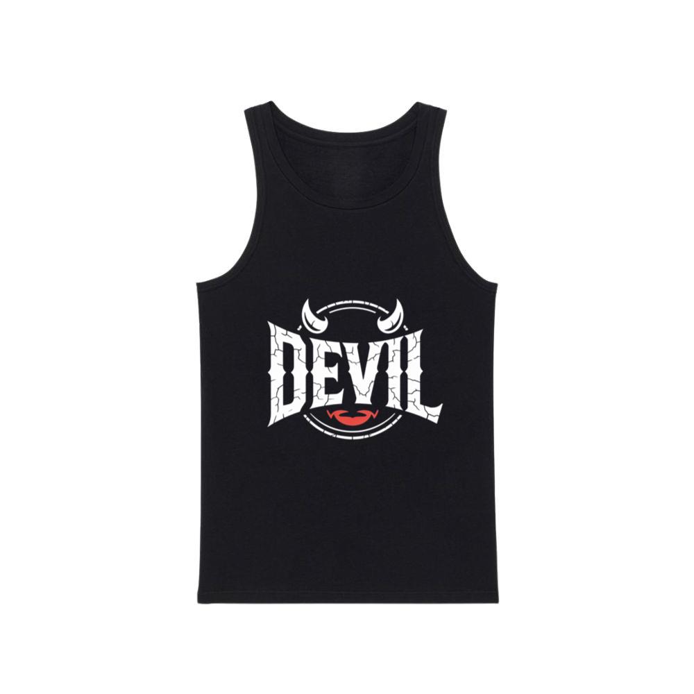 Devil Horns Typography Graphic Tank Top