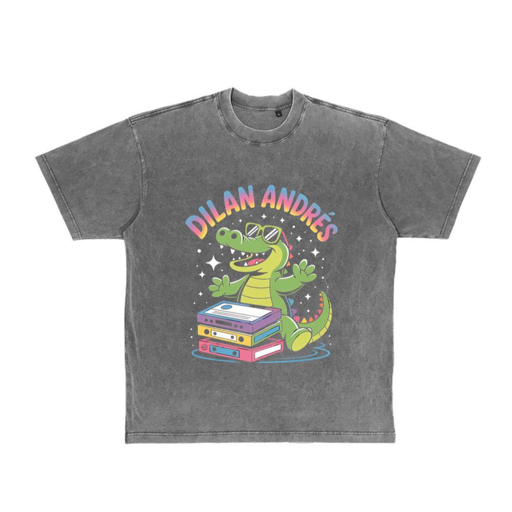 Dilan Andres Cartoon Alligator With Cassette Tapes Design T-Shirt