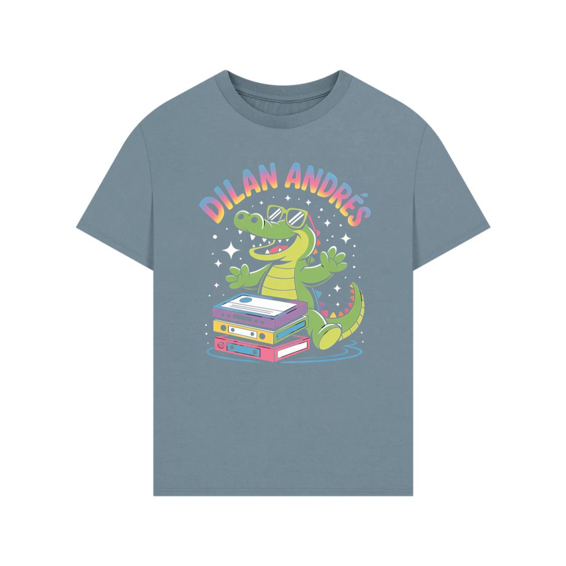 Dilan Andres Cartoon Alligator With Cassette Tapes Design T-Shirt