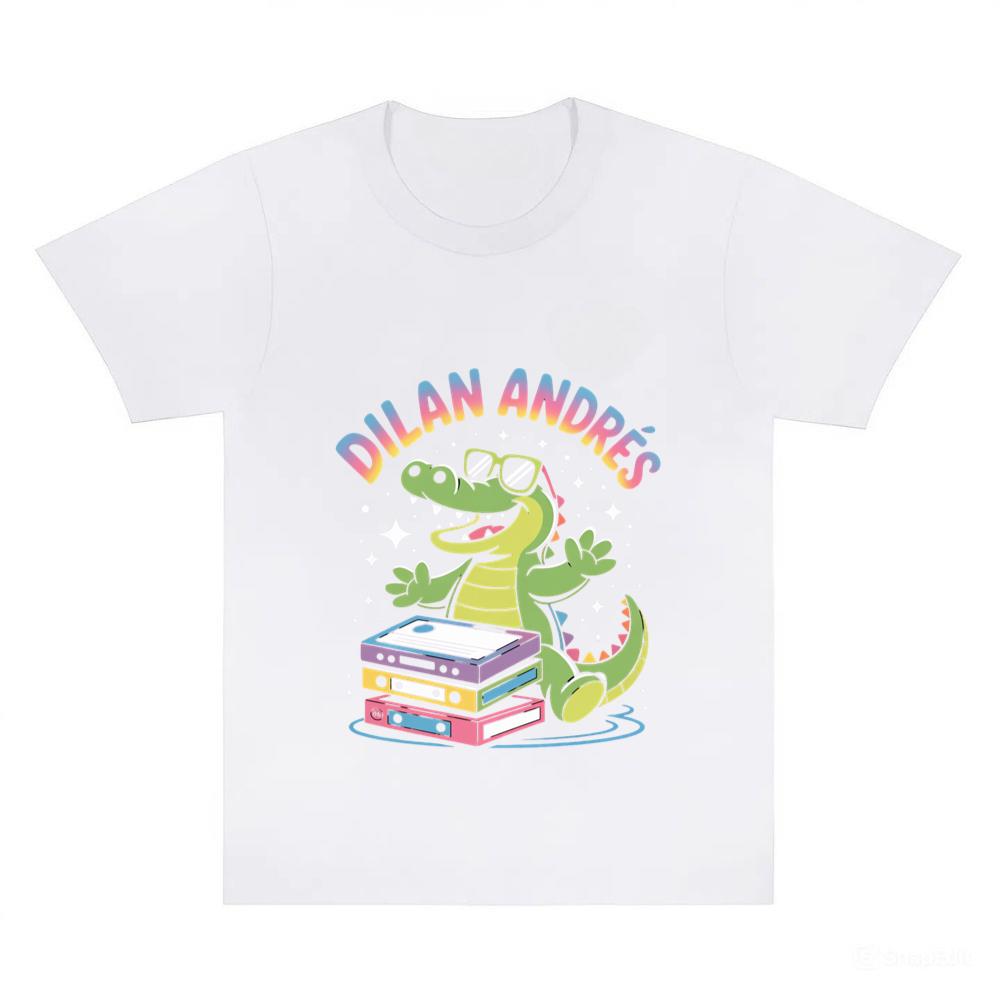 Dilan Andres Cartoon Alligator With Cassette Tapes Design T-Shirt