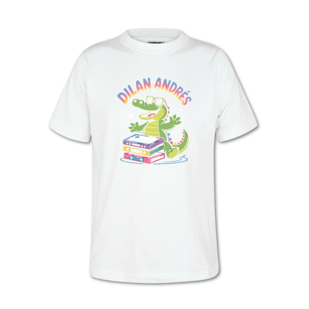 Dilan Andres Cartoon Alligator With Cassette Tapes Design T-Shirt