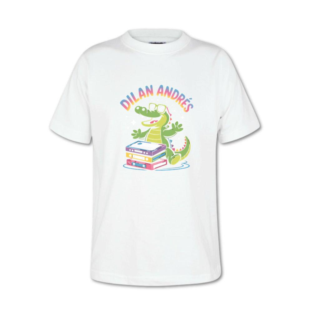 Dilan Andres Cartoon Alligator With Cassette Tapes Design T-Shirt