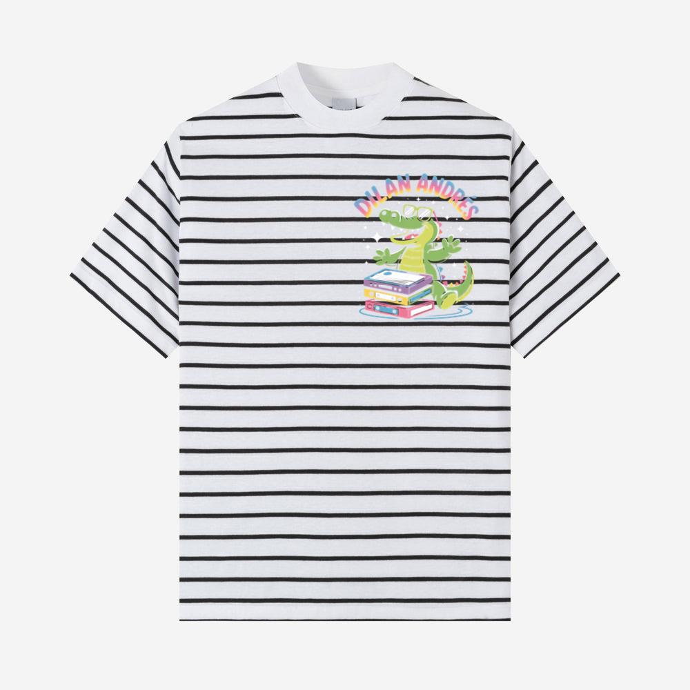 Dilan Andres Cartoon Alligator With Cassette Tapes Design T-Shirt