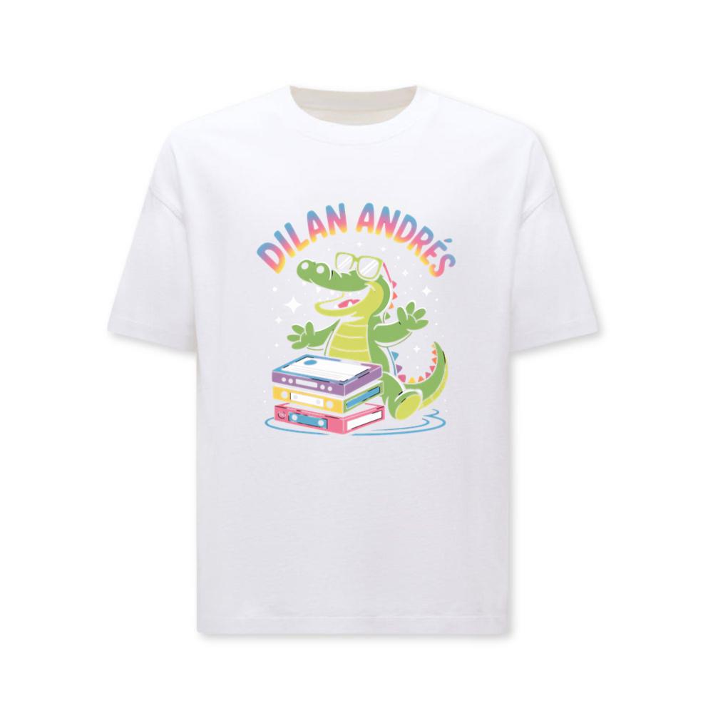 Dilan Andres Cartoon Alligator With Cassette Tapes Design T-Shirts