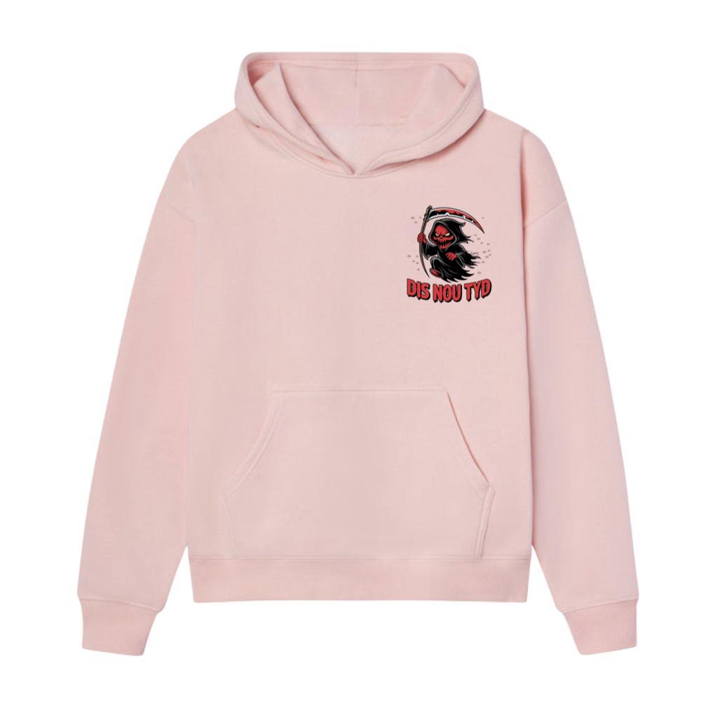 Dis Nou Tyd Skeleton Scythe Horror Graphic Hoodie