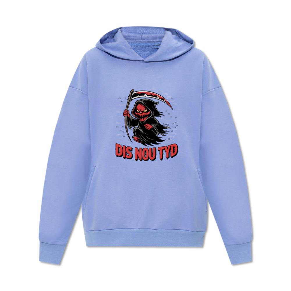 Dis Nou Tyd Skeleton Scythe Horror Graphic Hoodie