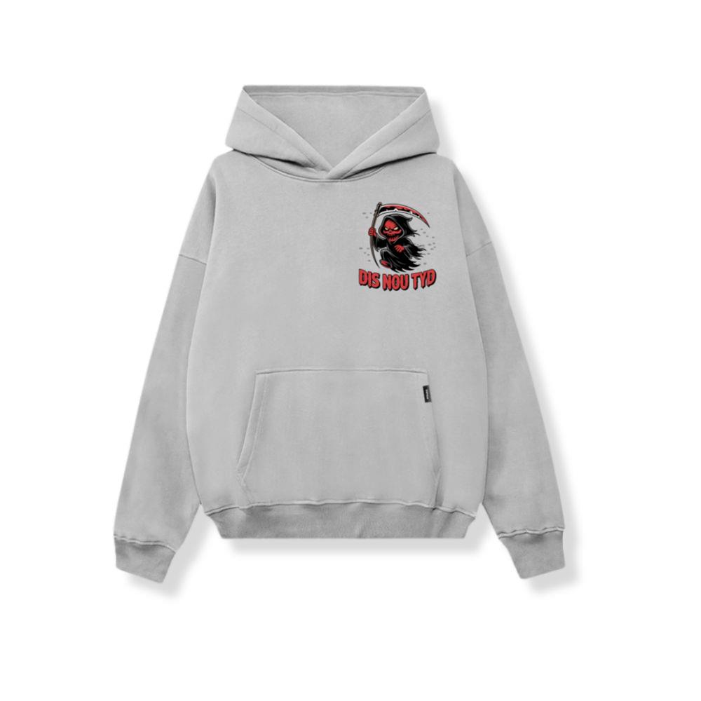 Dis Nou Tyd Skeleton Scythe Horror Graphic Hoodies