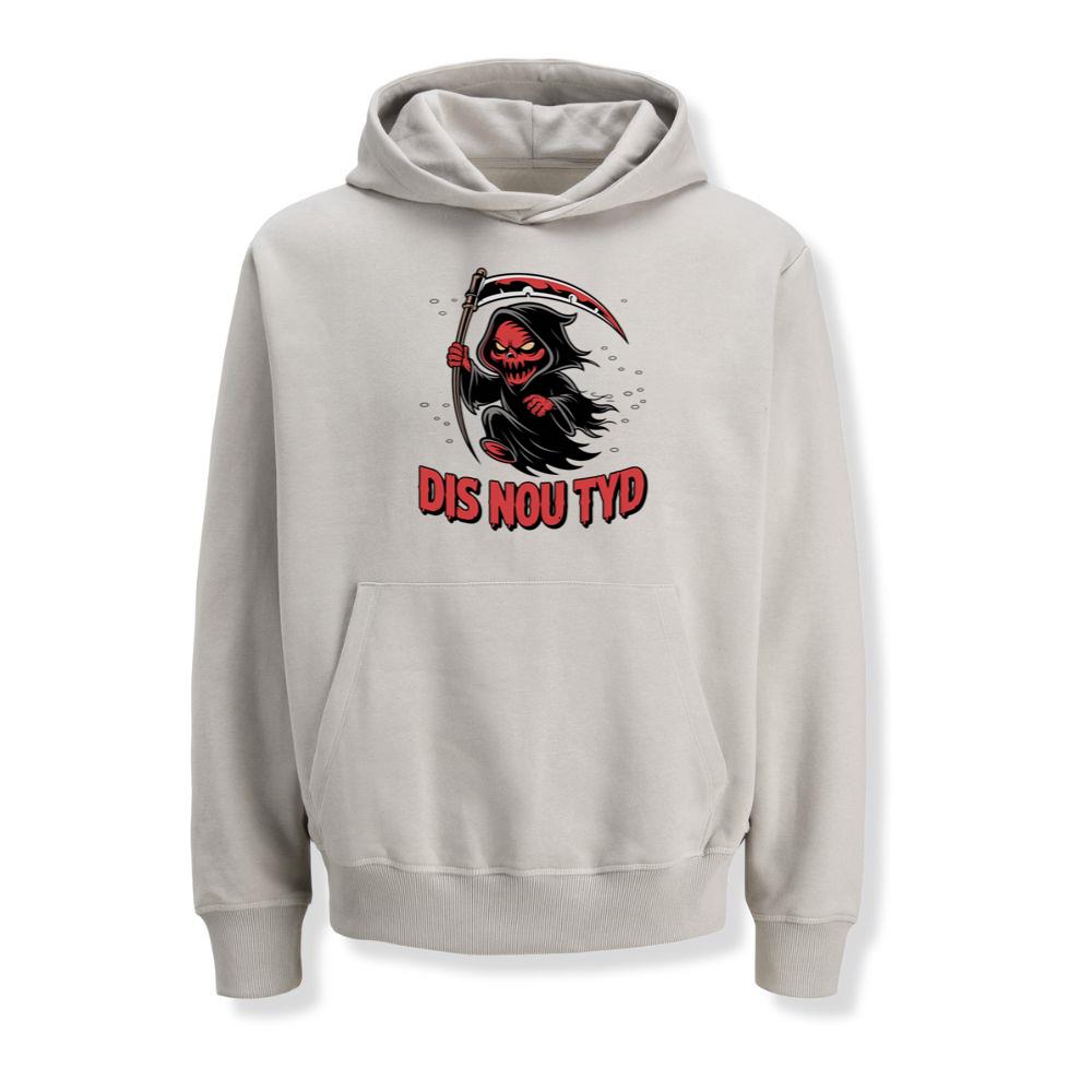 Dis Nou Tyd Skeleton Scythe Horror Graphic Hoodies