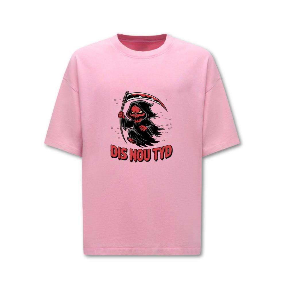 Dis Nou Tyd Skeleton Scythe Horror Graphic T-Shirt