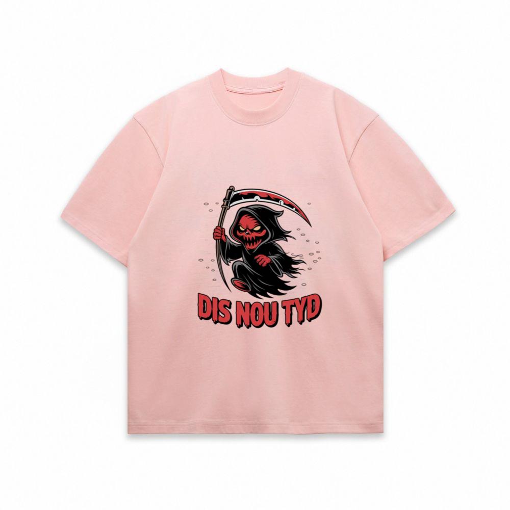 Dis Nou Tyd Skeleton Scythe Horror Graphic T-Shirt