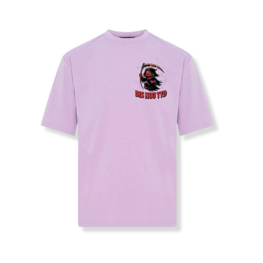 Dis Nou Tyd Skeleton Scythe Horror Graphic T-Shirt - Image 3