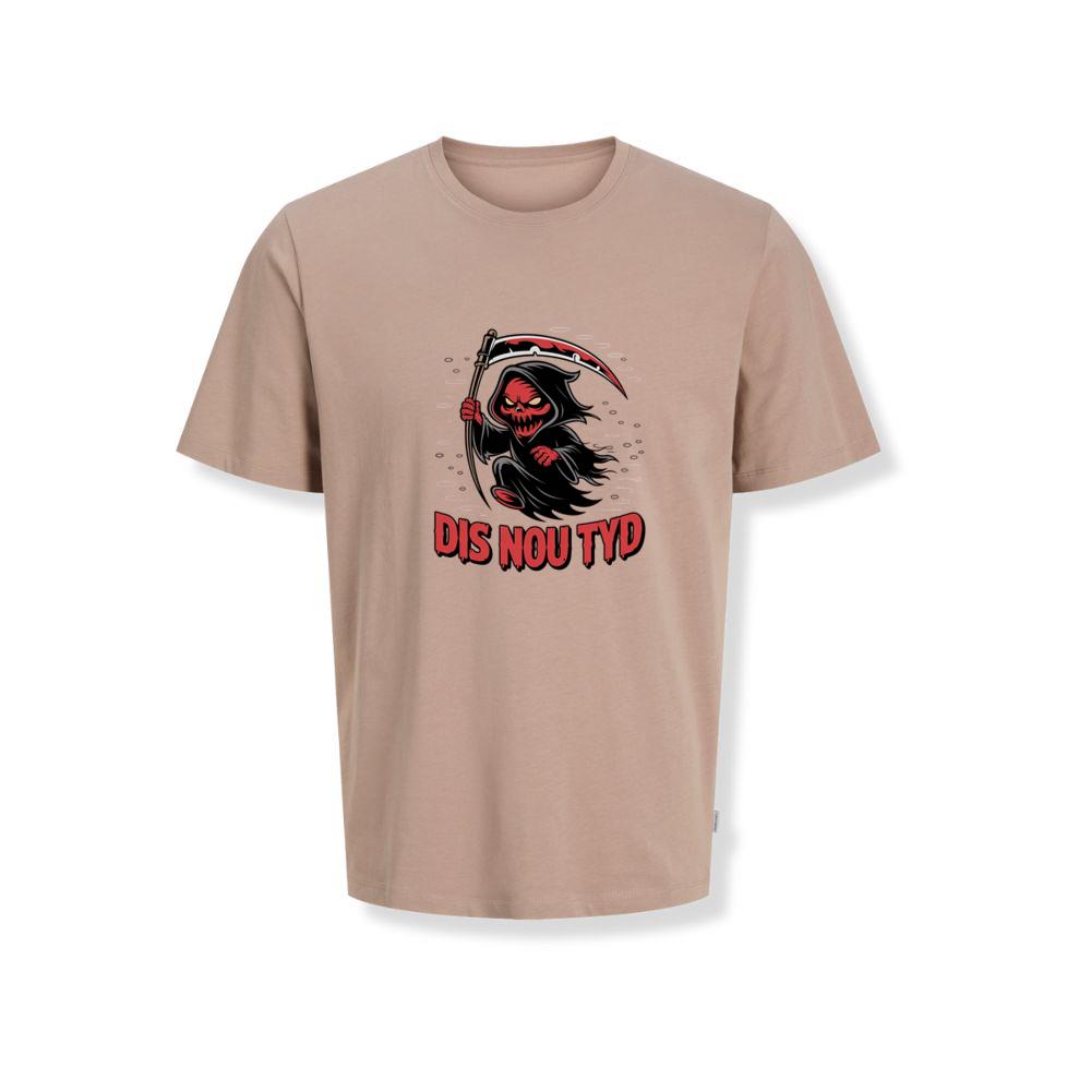 Dis Nou Tyd Skeleton Scythe Horror Graphic T-Shirts