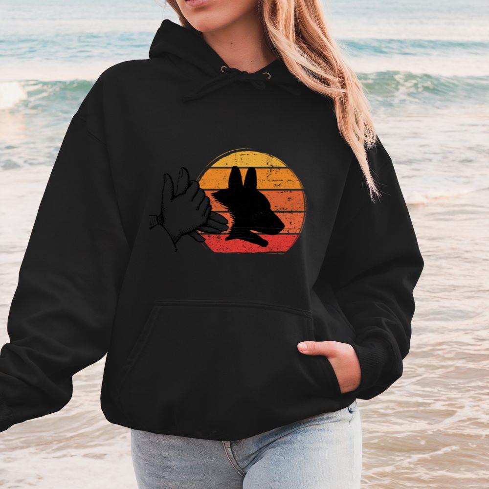 Dog Shadow Art Animal Rescue Pet Lover Graphic Hoodie