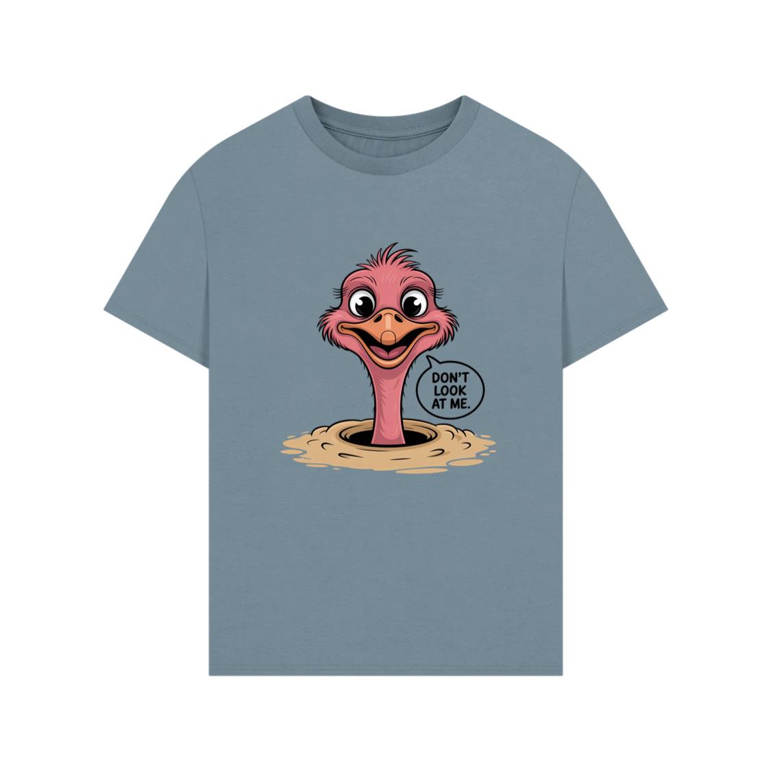 Don’t Look at Me Funny Ostrich Head Artwork T-Shirt