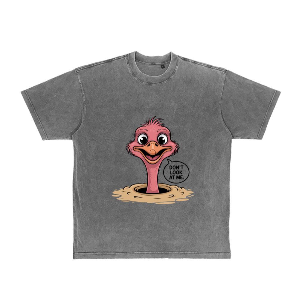 Don’t Look at Me Funny Ostrich Head Artwork T-Shirt