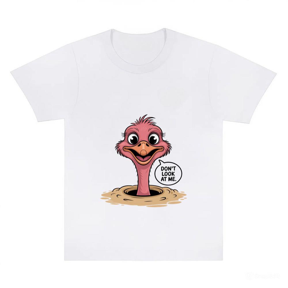 Don’t Look at Me Funny Ostrich Head Artwork T-Shirt