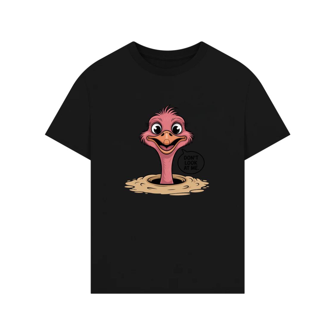 Don’t Look at Me Funny Ostrich Head Artwork T-Shirt