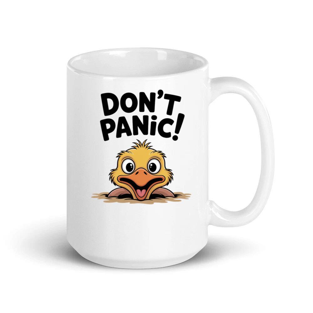 Don’t Panic Surprised Duck Cartoon Artwork Mug