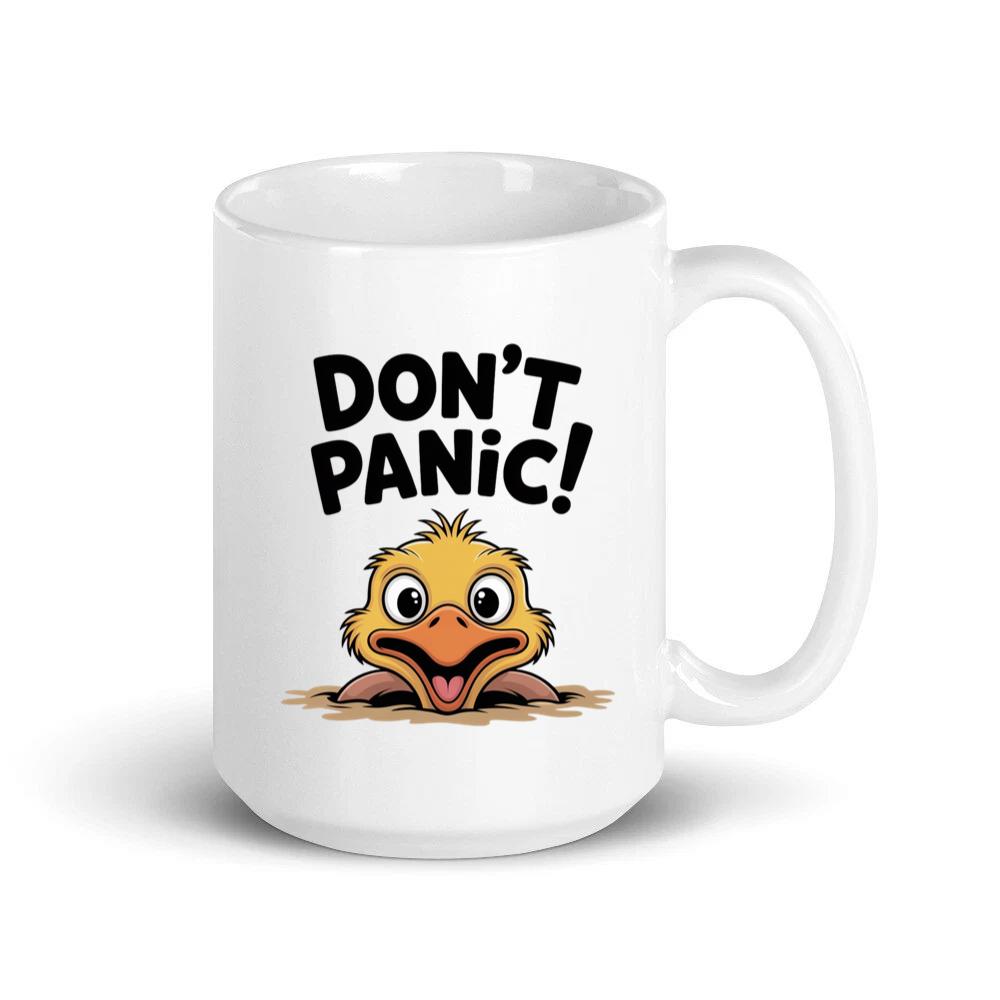 Don’t Panic Surprised Duck Cartoon Artwork Mug