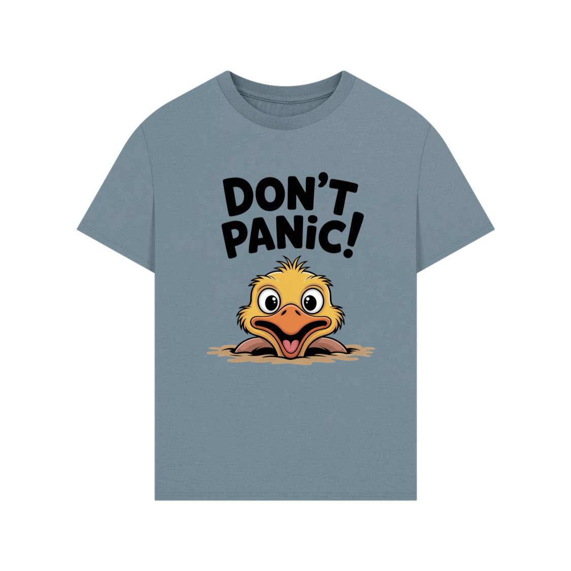 Don’t Panic Surprised Duck Cartoon Artwork T-Shirt