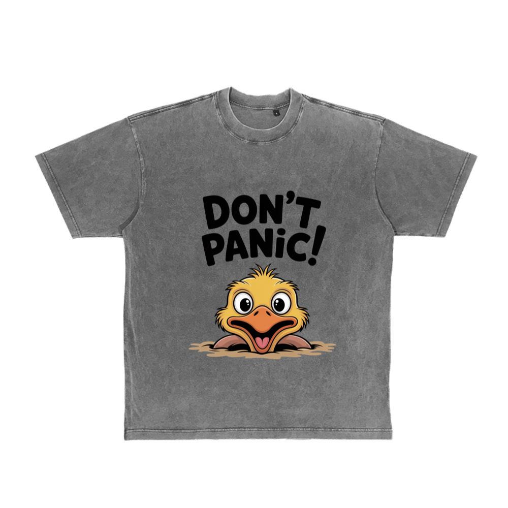 Don’t Panic Surprised Duck Cartoon Artwork T-Shirt