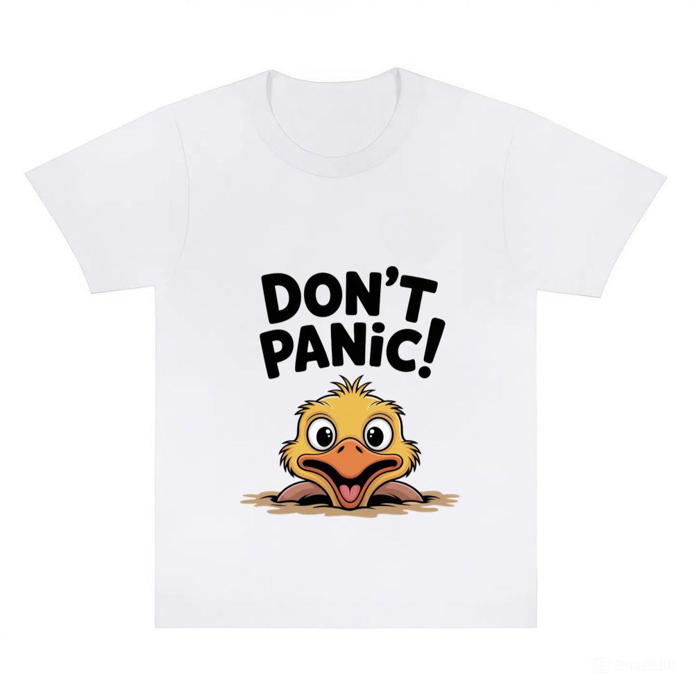 Don’t Panic Surprised Duck Cartoon Artwork T-Shirt
