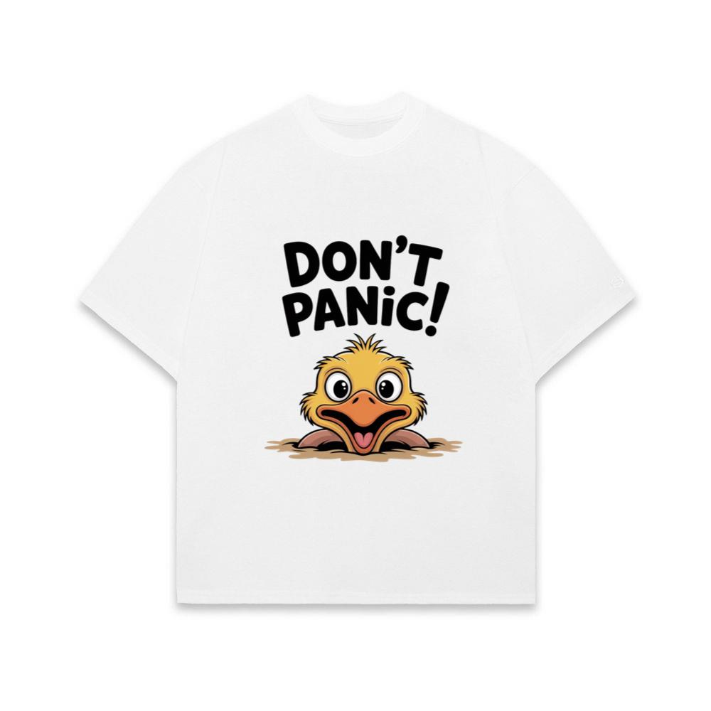 Don’t Panic Surprised Duck Cartoon Artwork T-Shirt
