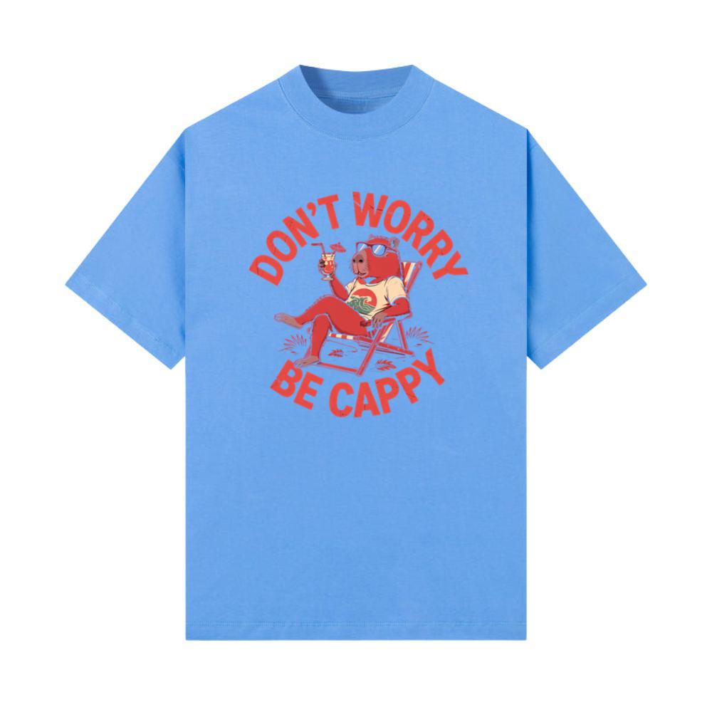 Don’t Worry Be Cappy Relaxing Dog with Drink Illustration T-Shirts