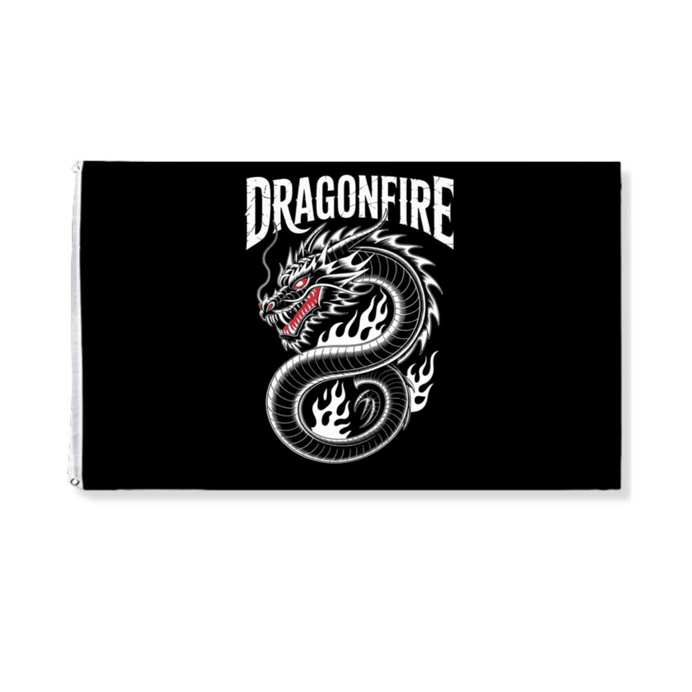 Dragonfire Legendary Chinese Dragon with Flames Graphic Design Flat