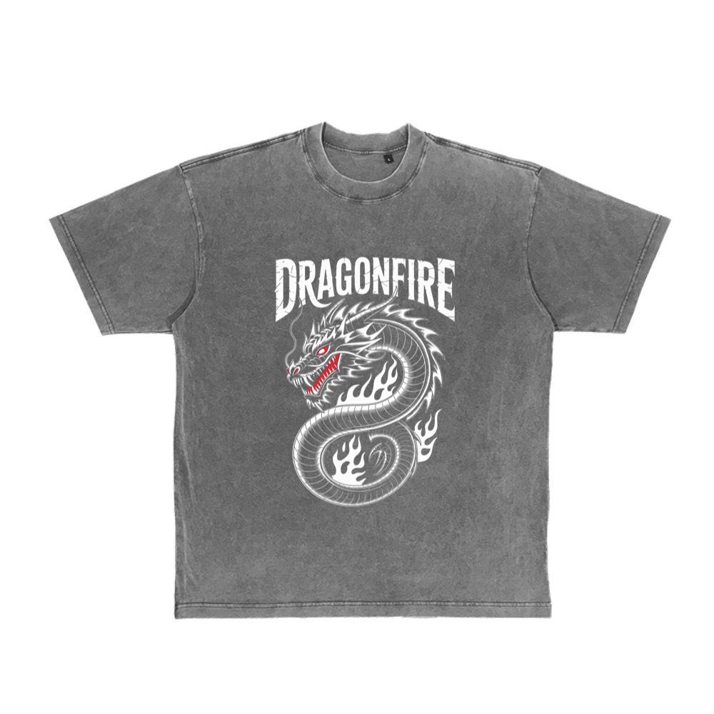 Dragonfire Legendary Chinese Dragon with Flames Graphic Design T-Shirt