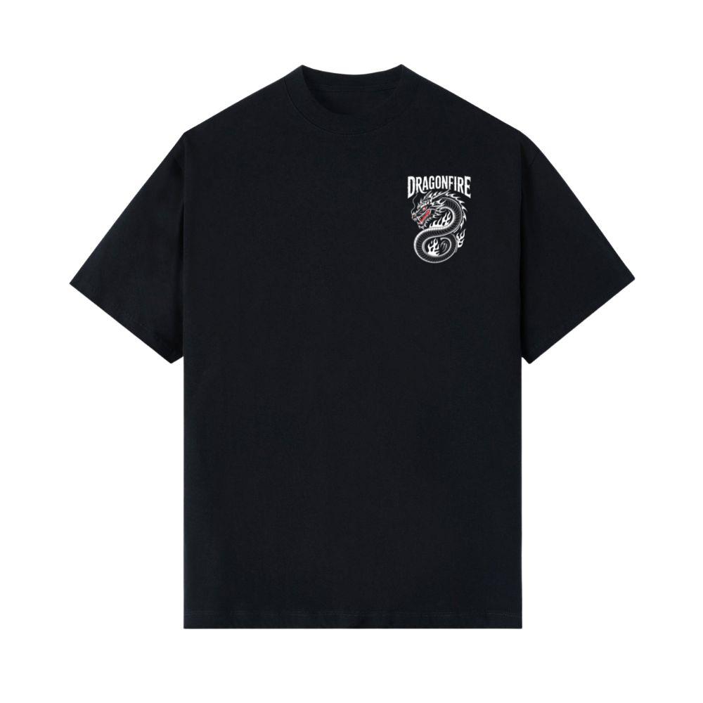 Dragonfire Legendary Chinese Dragon with Flames Graphic Design T-Shirt