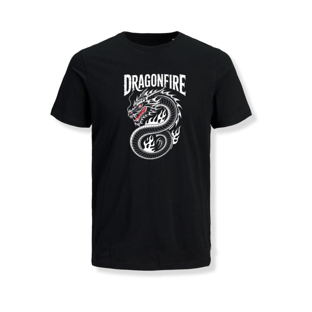 Dragonfire Legendary Chinese Dragon with Flames Graphic Design T-Shirt