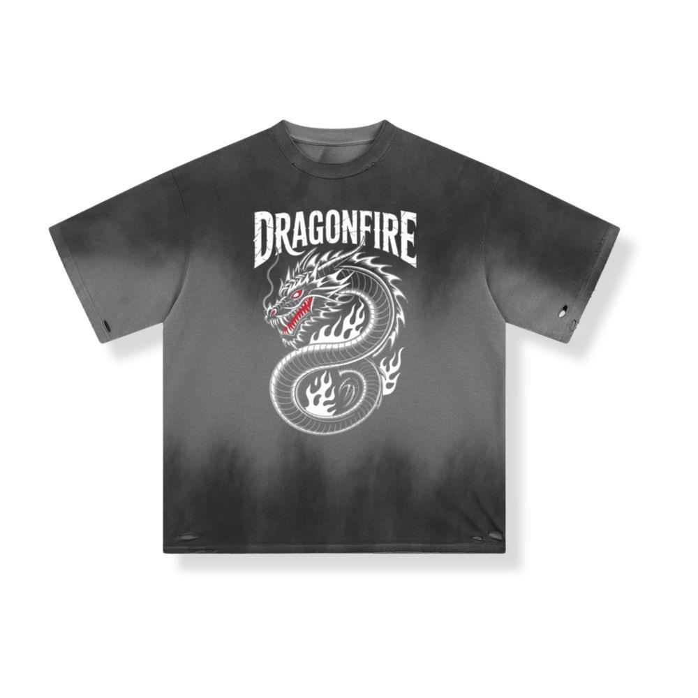 Dragonfire Legendary Chinese Dragon with Flames Graphic Design T-Shirt