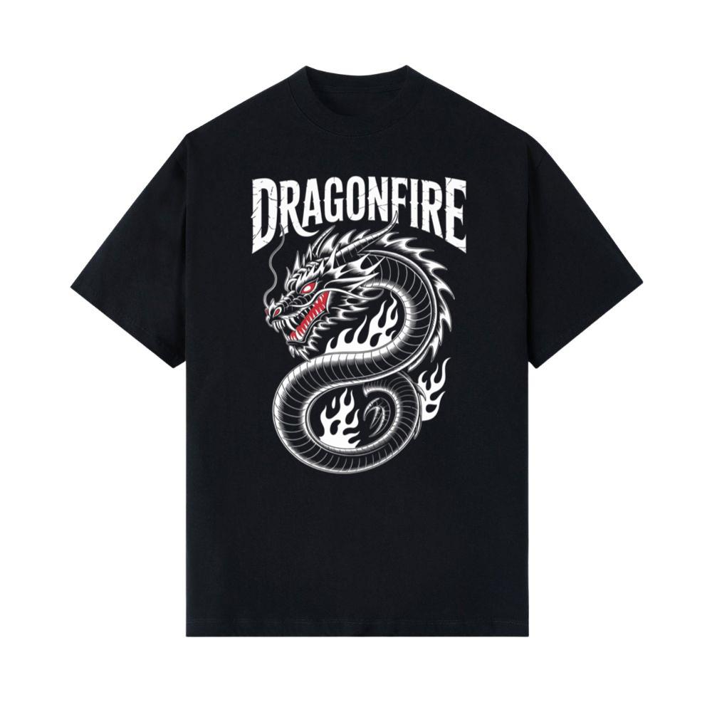 Dragonfire Legendary Chinese Dragon with Flames Graphic Design T-Shirts