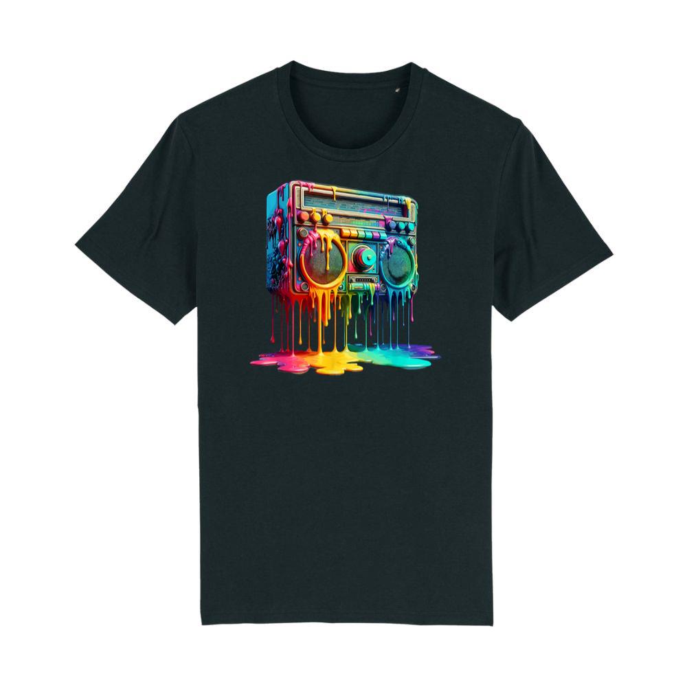 Dripping Paint Boombox Old School 80s Music Hip Hop T-Shirt