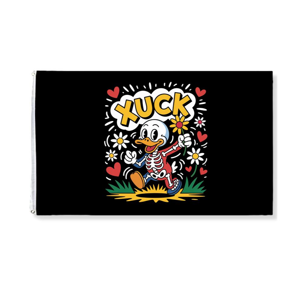 Duck Love Retro Cartoon Graphic Flag