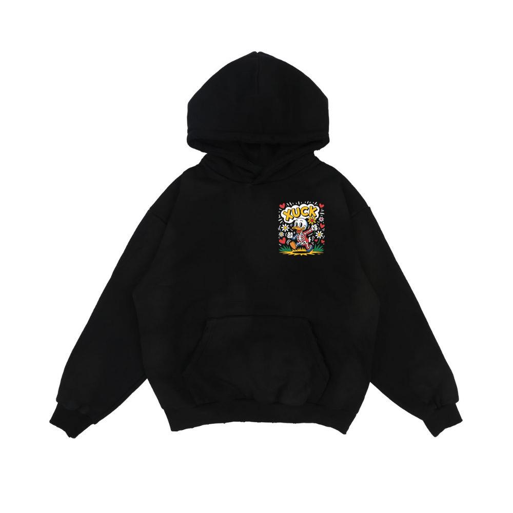 Duck Love Retro Cartoon Graphic Hoodie