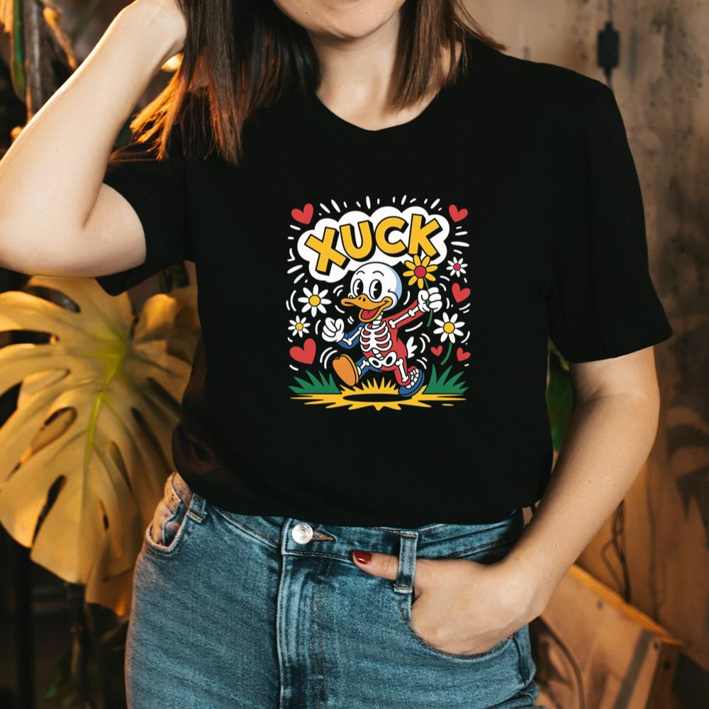 Duck Love Retro Cartoon Graphic T-Shirt - Image 2