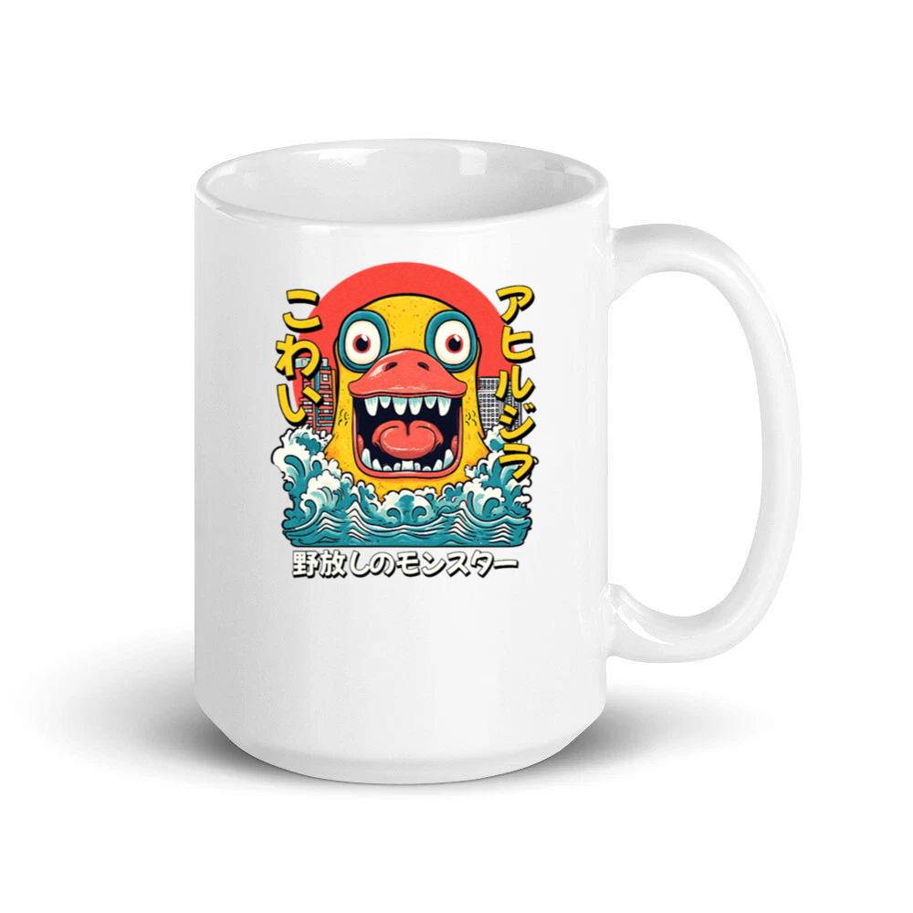 Duckzilla Monster Duck on The Loose Funny Japanese Mug
