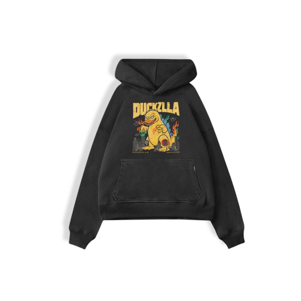 Duckzilla Monster Duck Retro Cartoon Design Hoodie