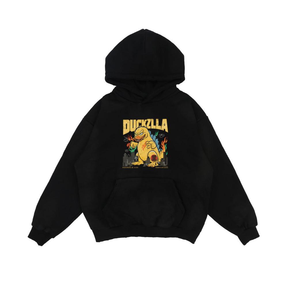Duckzilla Monster Duck Retro Cartoon Design Hoodie